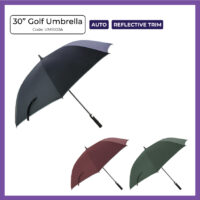 30in Golf Auto Umbrella w Reflective Trim (UM1003A)