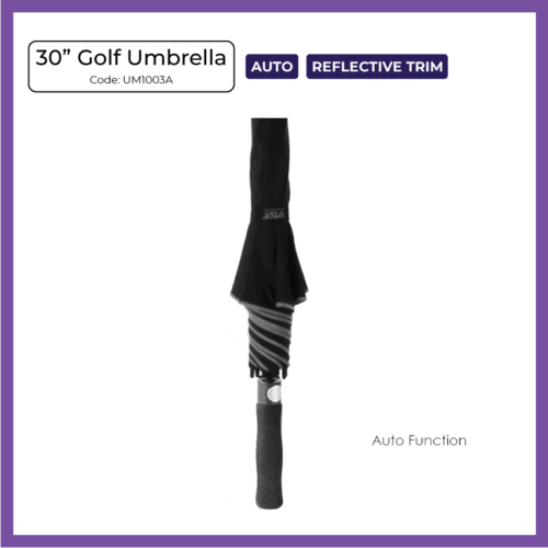 30in Golf Auto Umbrella w Reflective Trim (UM1003A) - Corporate Gift