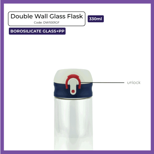 Double Wall Glass Flask 330ml (DW1001GF) - Corporate Gift