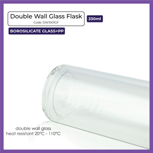 Double Wall Glass Flask 330ml (DW1001GF) - Corporate Gift