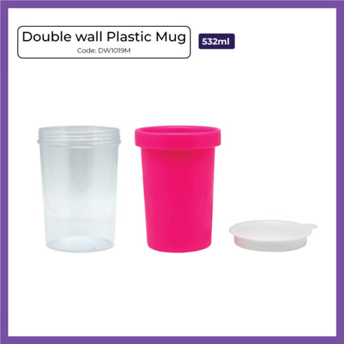 Double Wall Plastic Mug with Lid 532ml - Corporate Gift
