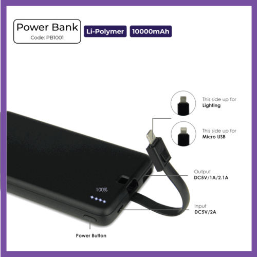 Li-Polymer Power Bank - 10000mAh (PB1001) - Corporate Gift