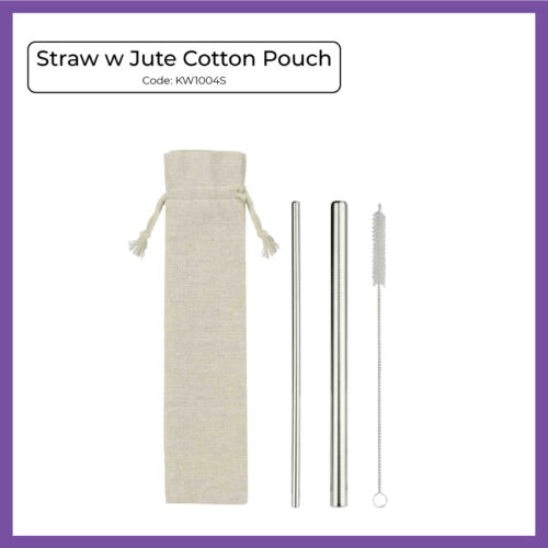 Straw Set w Jute Cotton Pouch (KW1004S) - Corporate Gift
