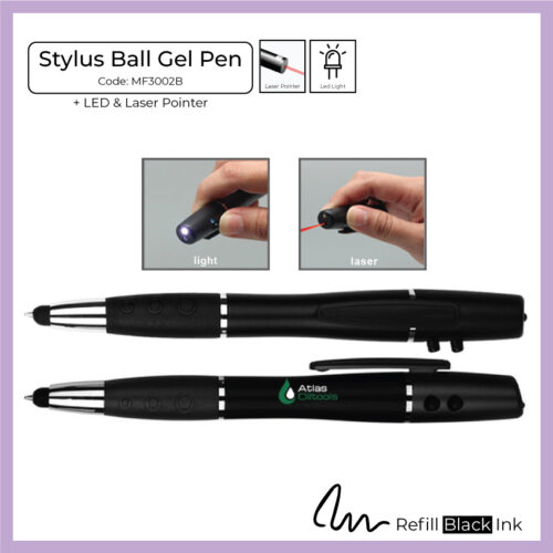 Stylus Ball Gel Pen + LED Light + Laser Pointer (MF3002G) - Corporate Gift